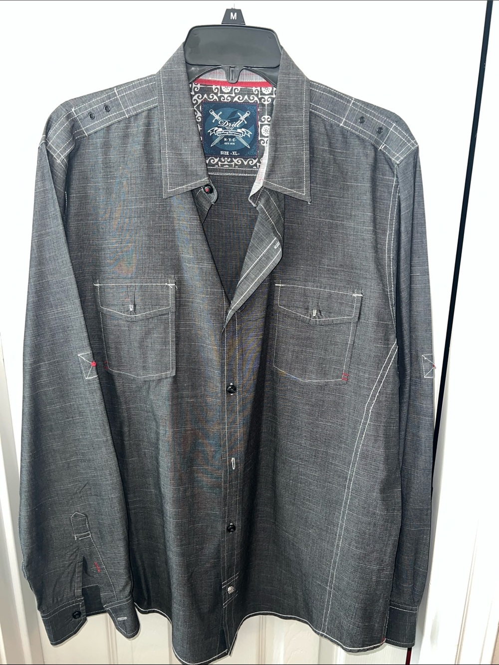 Xcvi Men's Dark Gray Button-Down Casual Shirt